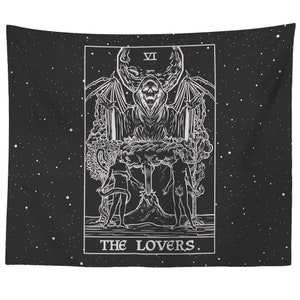 La carte de tarot des amoureux Gay Pride tapisserie Art LGBTQ Décoration d'intérieur gothique Décoration murale d'Halloween Cadeau gay de la Saint-Valentin pour lui, Art mural de sorcière fantasmagorique