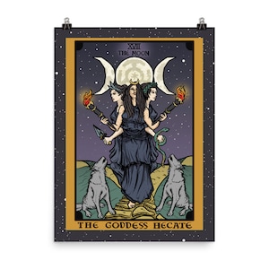 The Goddess Hecate Triple Moon Goddess Hekate Wheel Tarot Card Poster Witch Wall Art Witchcraft Poster Witchy Wall Hanging Gifts for Witches
