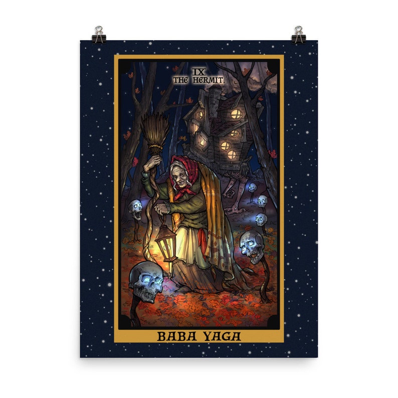 Baba Yaga The Hermit Tarot Card Poster Witch Home Decor Witchcraft Wall Art Slavic Pagan Art Print Wicca Wall Decor Wiccan Altar Witch Gifts image 6