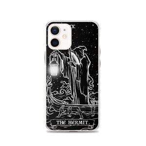 The Hermit Tarot Card Phone Case for Apple iPhone (Black & White) - Grim Reaper by The Ghoulish Garb®️