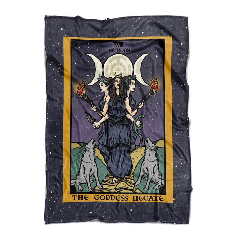 The Goddess Hecate the Moon Tarot Card Throw Blanket Couch Etsy Canada