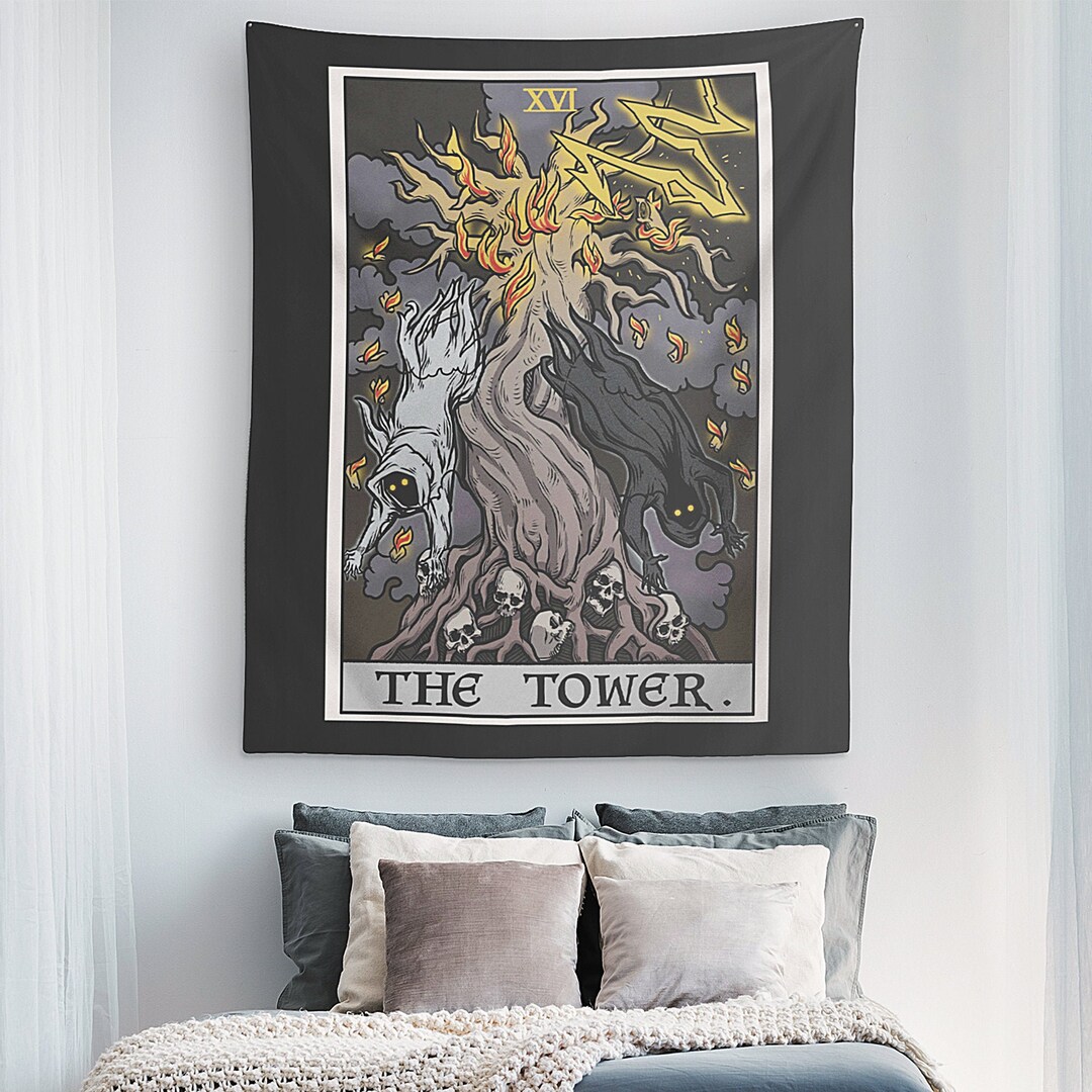 The Devil Tarot Card Tapestry Gothic Halloween Satanic Witch Baphomet Wall  Hanging Art Print Home Decor