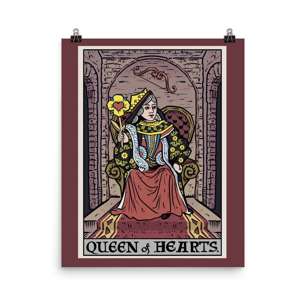 Queen of Hearts Tarot Card Poster Halloween Wall Decor Prints
