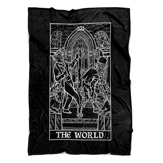 The World Tarot Card Blanket Dr Jekyll and Mr Hyde Halloween Blanket Gothic Home Decor Bedroom Horror Blanket Spooky Blanket Goth Blanket