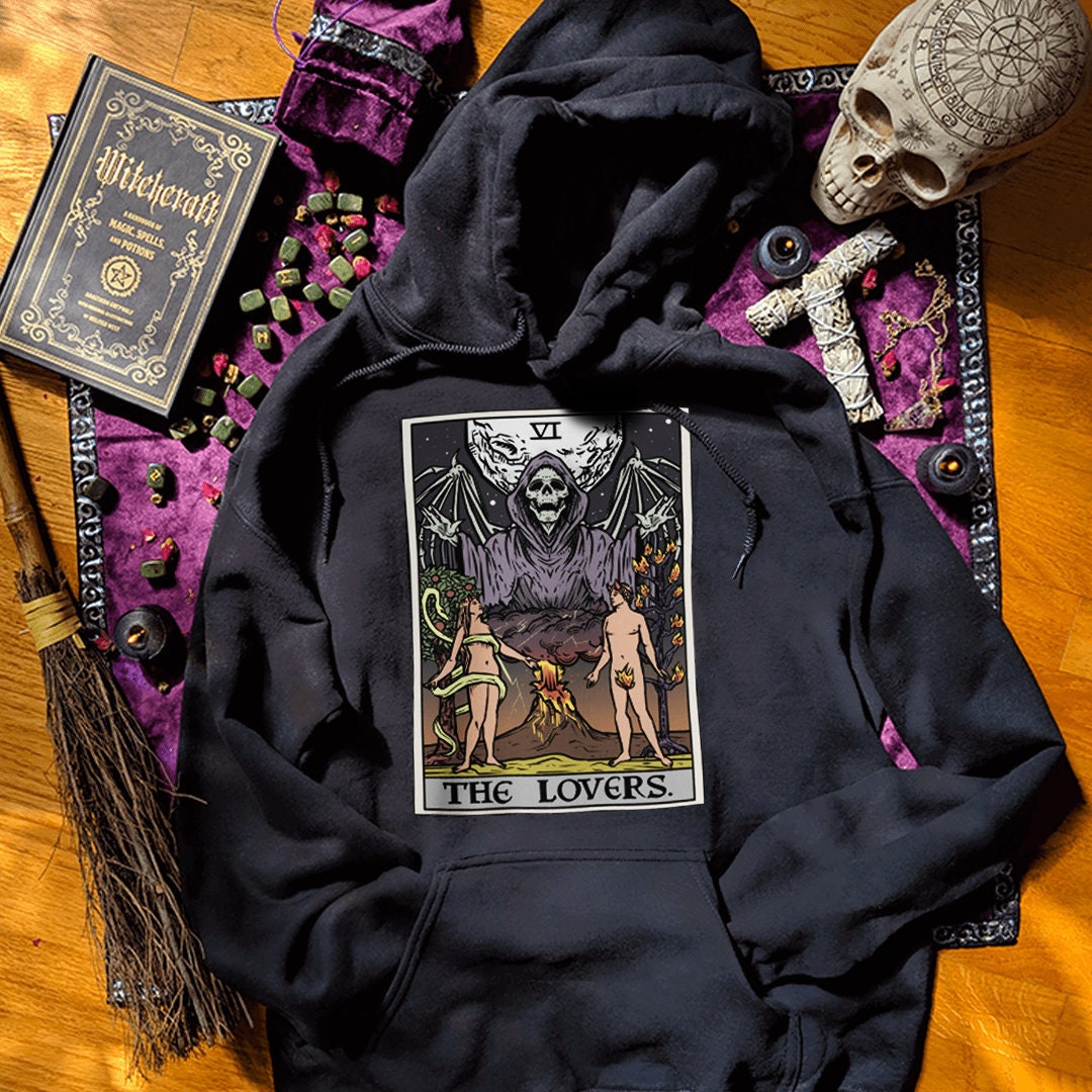 The Lovers Tarot Card Hoodie Goth Hoodies Grim Reaper Hoodie Witch
