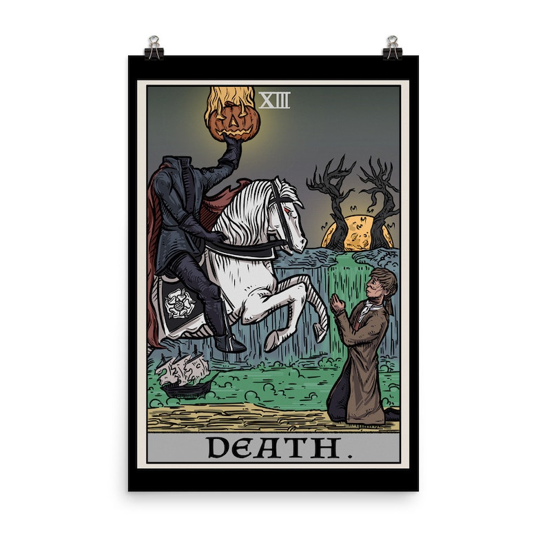 Death Tarot Card Poster Halloween Poster Headless Horseman Etsy