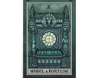 Wheel of Fortune Tarot Card Poster Halloween Poster Gothic Home Decor Witch Wall Hanging Witchy Wall Art Witchcraft Gift Gifts for Witches