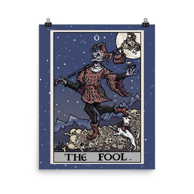 The Fool Tarot Card Poster Halloween Wall Hanging Jester Poster Gothic Home Decor Witch Wall Art Goth Poster Witchy Decor Gifts for Witches image 5