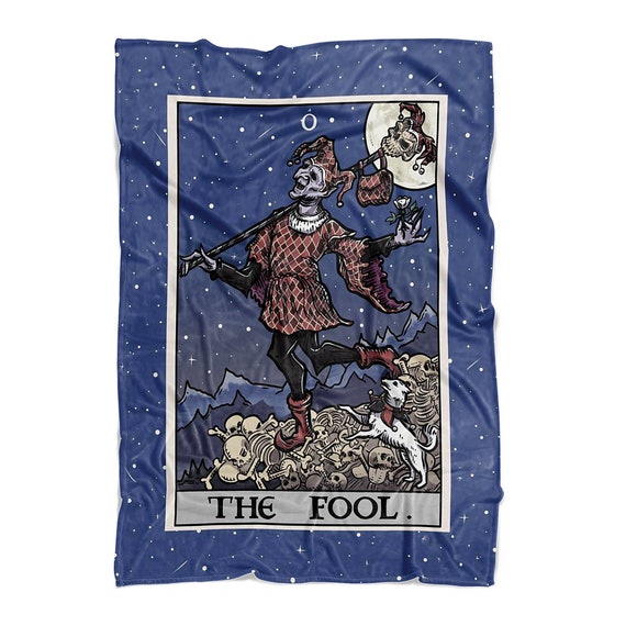 The Fool Tarot Card Throw Blanket Court Jester Gothic Home Decor Halloween Throw Blanket Spooky Blanket Goth Blanket Horror Blanket Gift