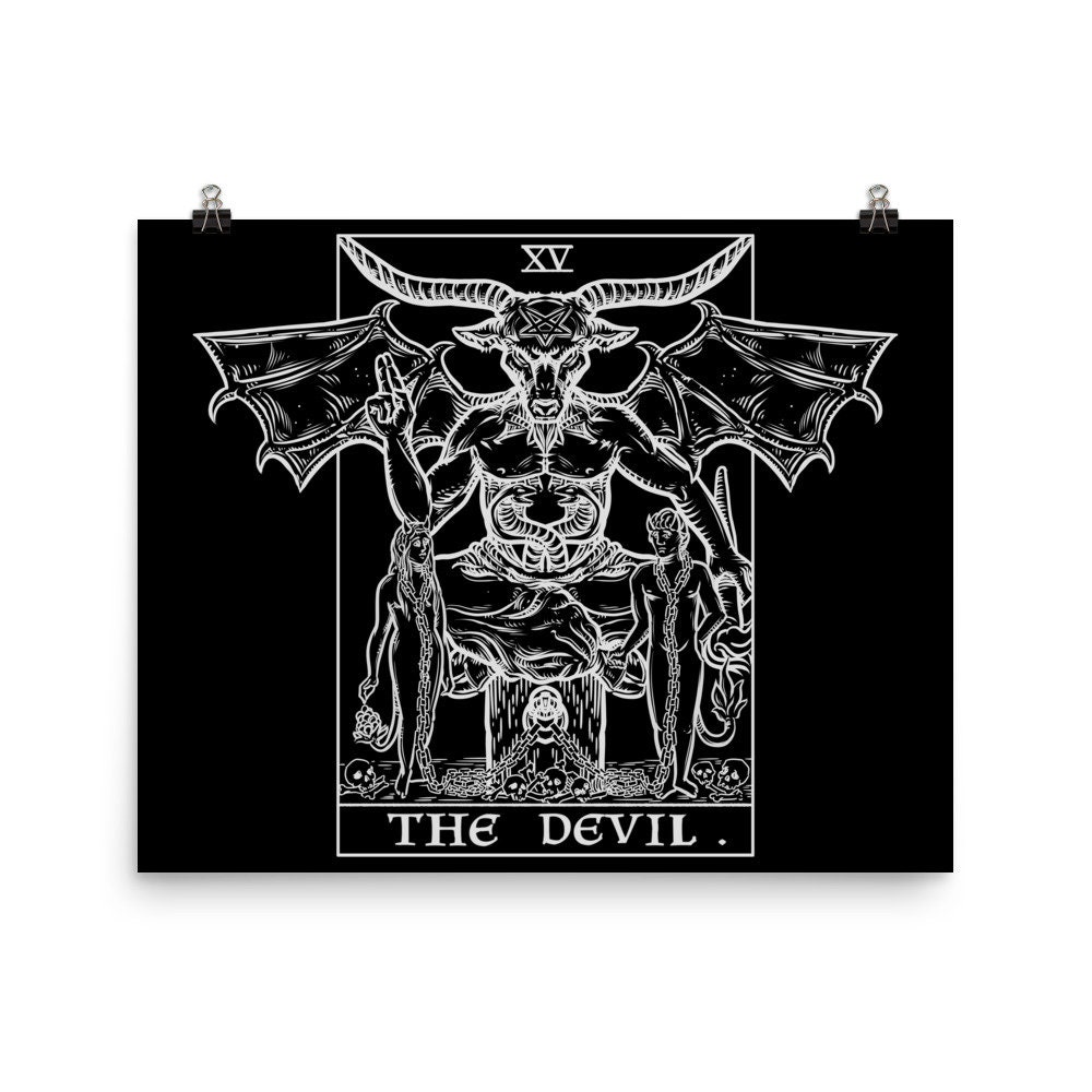 The Devil Tarot Card Poster Baphomet Gothic Satanic Witch Halloween Wall Art 