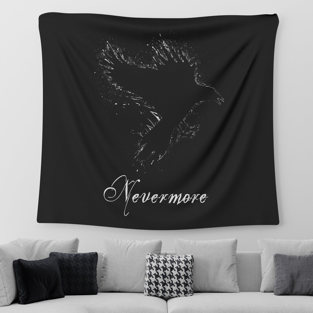 Nevermore Tapestry Edgar Allan Poe Wall Art Quoth the Raven Gothic Home ...