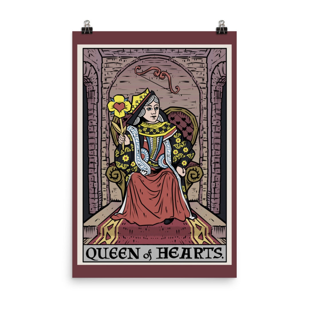 Queen of Hearts Tarot Card Poster Halloween Wall Decor Prints