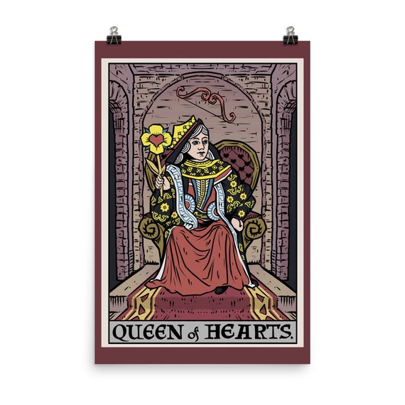 Queen of Hearts Tarot Card Poster Halloween Wall Decor Prints