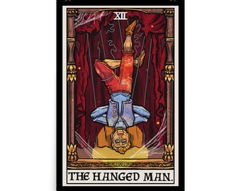 The Hanged Man Tarot Card Poster Marionette Puppet Funny Halloween Poster Print Spooky Poster Gothic Home Decor Witch Wall Hanging Art Gift