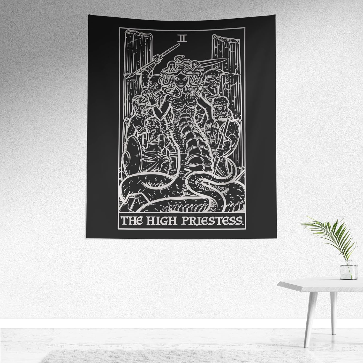 Tarot-Decke 'The High Priestess' Mit Medusa-Motiv – 152x127 Cm, Kuschelig & Gothic-Deko