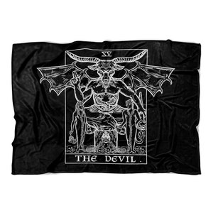 The Devil Tarot Card Blanket Baphomet Blanket Occult Home Decor Satanic Blanket Halloween Gothic Blanket Queen Horror Blanket Witch Blanket