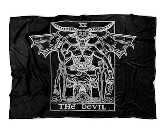 The Devil Tarot Card Blanket Baphomet Blanket Occult Home Decor Satanic Blanket Halloween Gothic Blanket Queen Horror Blanket Witch Blanket