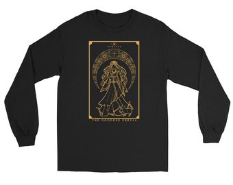 The Goddess Freyja Fortune Tarot Card Long Sleeve Shirt Norse Pagan Clothing Freya Clothes Witchcraft Art Print Shirts for Witches Gifts