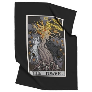 La Torre Tarot Carta Manta Esqueleto Fantasmas Árbol de la Vida Halloween Decoración del Hogar Mantas Espeluznantes Decoración Gótica del Dormitorio Ropa de Cama Gótica