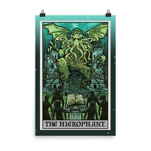 Cthulhu Poster The Hierophant Tarot Card Poster Cosmic Horror Art Print Halloween Wall Hanging H.P. Lovecraft Posters Gothic Wall Art Goth image 5