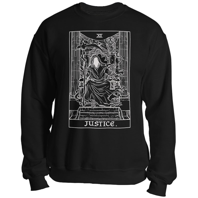 Justitie Tarot Card Sweatshirt Grim Reaper trui gotische sweatshirts Halloween truien horror Pullover occulte Goth lange mouw truien afbeelding 2