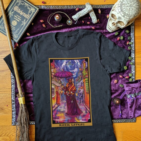 Marie Laveau Justice Tarot Card Shirt New Orleans Voodoo Queen
