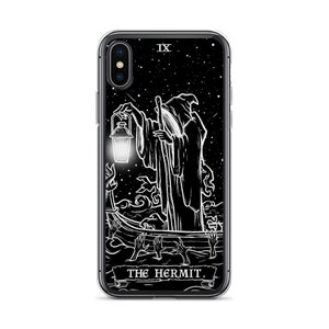 The Hermit Tarot Card Phone Case for Apple iPhone (Black & White) - Grim Reaper by The Ghoulish Garb®️
