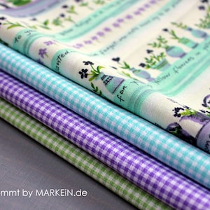 DIY STOFFPAKET Vichy  Provence | violett & grün | 4 x 25 cm