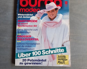 burda moden 10/1986 | Wintermäntel u. Jacken | Partymoden | EXTRA: Wäsche zum Selbernähen | Pullis | Schöne Handarbeiten | Über 100 Schnitte