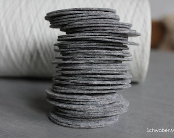 50 felt circles | mottled grey | punched | Ø 5 cm