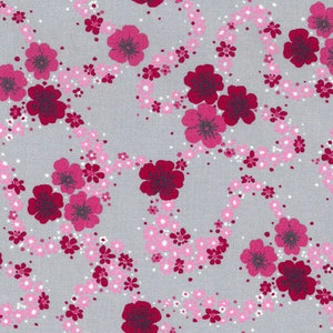 Westphalian fabric pink-grey flowers | kbA | Princess | 50x150cm