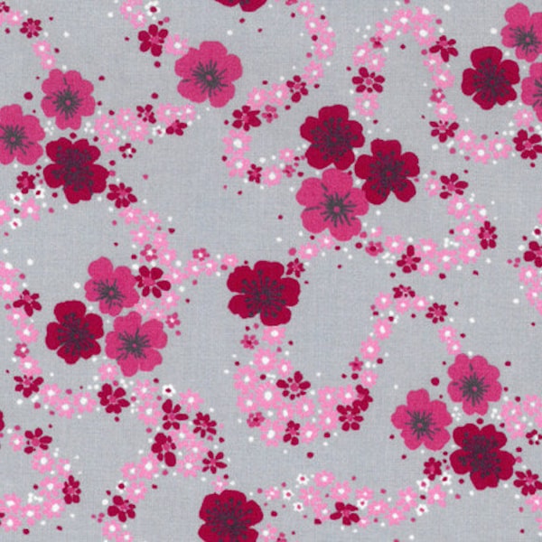 Westfalenstoff Blümchen rosa-grau | kbA | Prinzessin | 50 x 150 cm