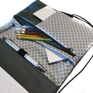 Organizer Segeltuch grün-grau nicht personalisierbar Kalenderhülle Bucheinband Kalendereinband mit Federmäppchen in Größen A6 A5 Bild 5