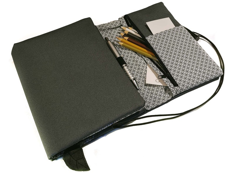 Organizer Segeltuch grün-grau nicht personalisierbar Kalenderhülle Bucheinband Kalendereinband mit Federmäppchen in Größen A6 A5 Bild 4