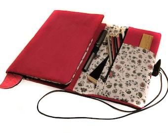 Pink Alcantara organizer - not customizable - calendar cover, book cover, calendar cover with pencil case in sizes A6 and A5