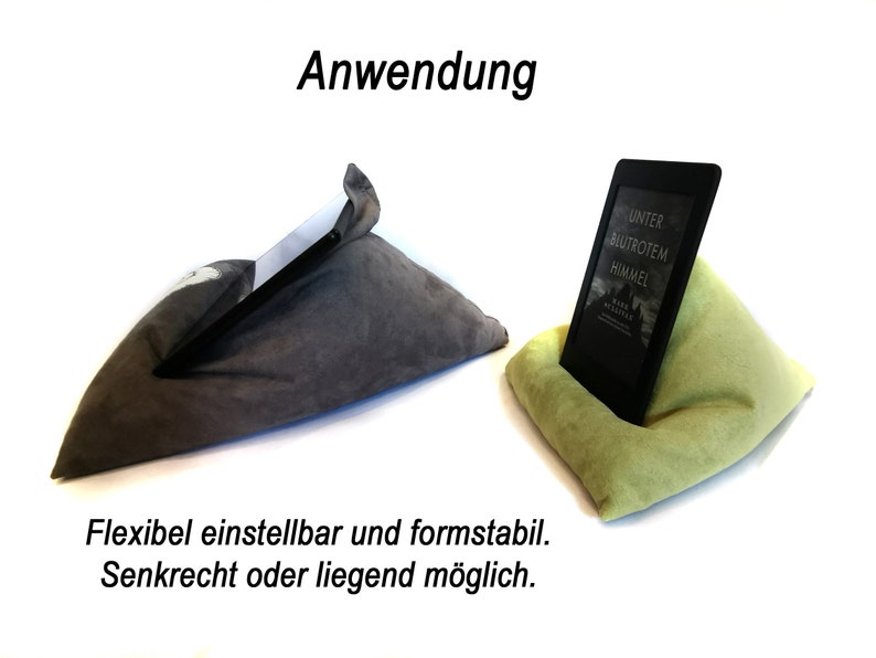 Tabletkissen E-Book Lesekissen Dreieckkissen Alcantara ohne Stickerei Bild 1