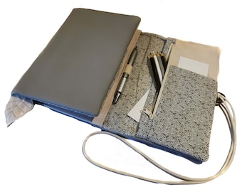 Organizer artificial leather light grey - not personalizable - calendar cover book cover calendar cover with pencil case in sizes A6 A5