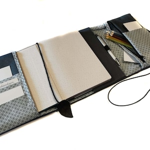 Organizer Segeltuch grün-grau nicht personalisierbar Kalenderhülle Bucheinband Kalendereinband mit Federmäppchen in Größen A6 A5 Bild 8