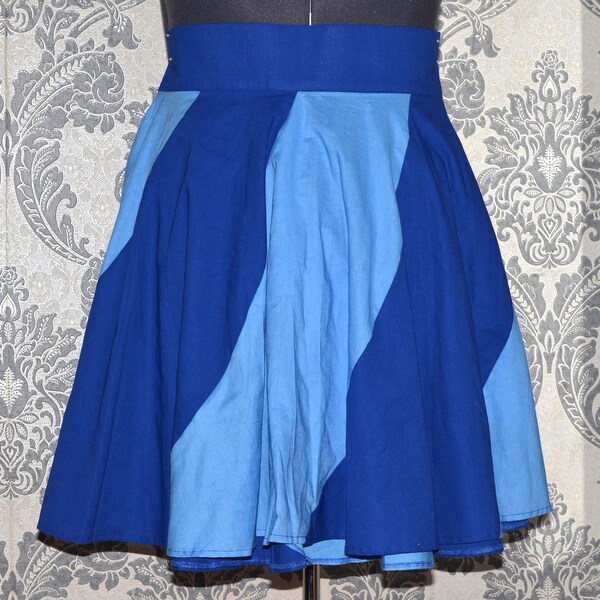 Pleated Bodice Circle Skirt V-neck Mini Dress Sky Blue main image 1
