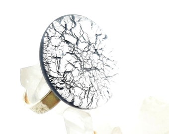 Fingerring aus Muranoglas mit verstellbarer 925 Silberschiene silber
