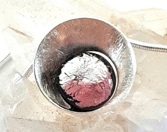 Kettenanhänger Kreis aus Muranoglas/925 Sterling Silber in rose-silber