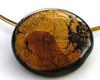 "Moon" necklace made of Murano glass in gold/amber