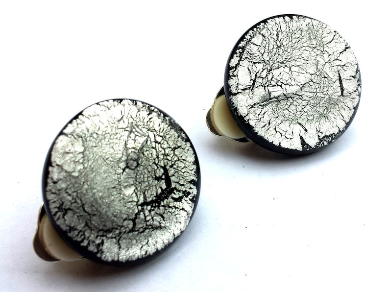 Murano glass ear clips in silver image 1
