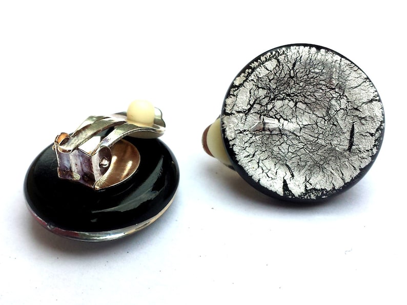 Murano glass ear clips in silver image 4