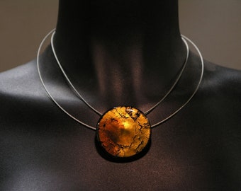 Necklace "XL" made of Murano glass in amber-gold