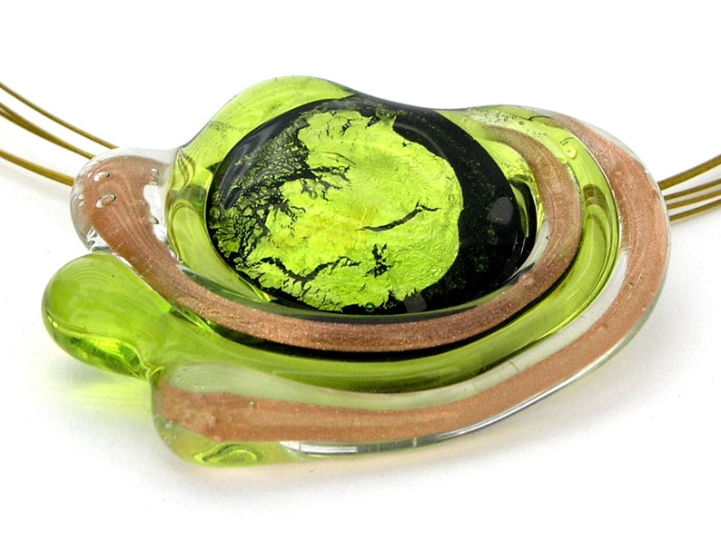 Murano glass necklace in Peridot Midnight Sun