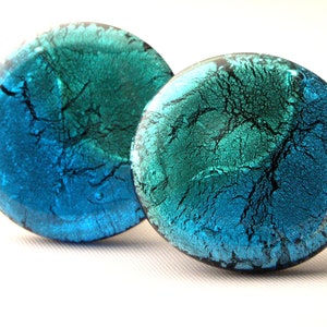 Murano glass ear clips in aqua turquoise image 3