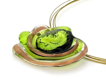 Necklace "Sun" made of Murano glass in peridot, "Midnight Sun"