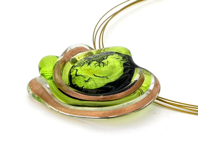 Murano glass necklace in Peridot Midnight Sun