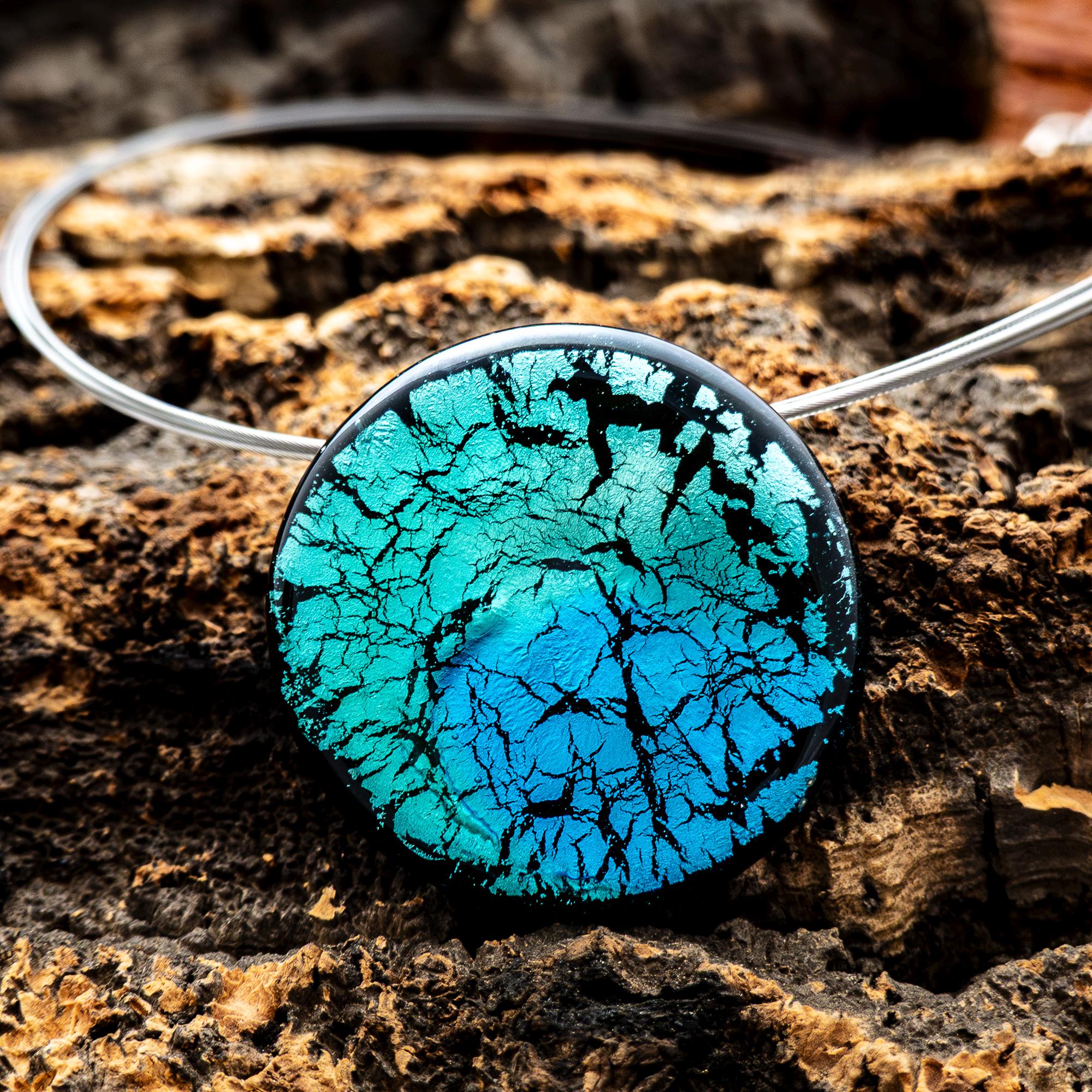 Collier Pendentif Murano Verre Miel Marron – Authentique Bijou Verre De Murano